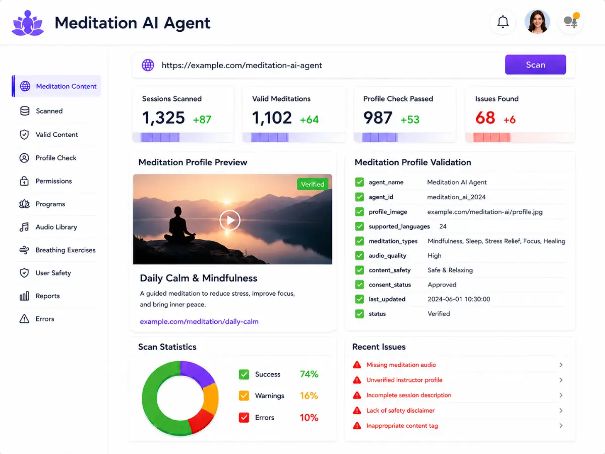 aimeditation.app AI meditation coach app — dashboard preview